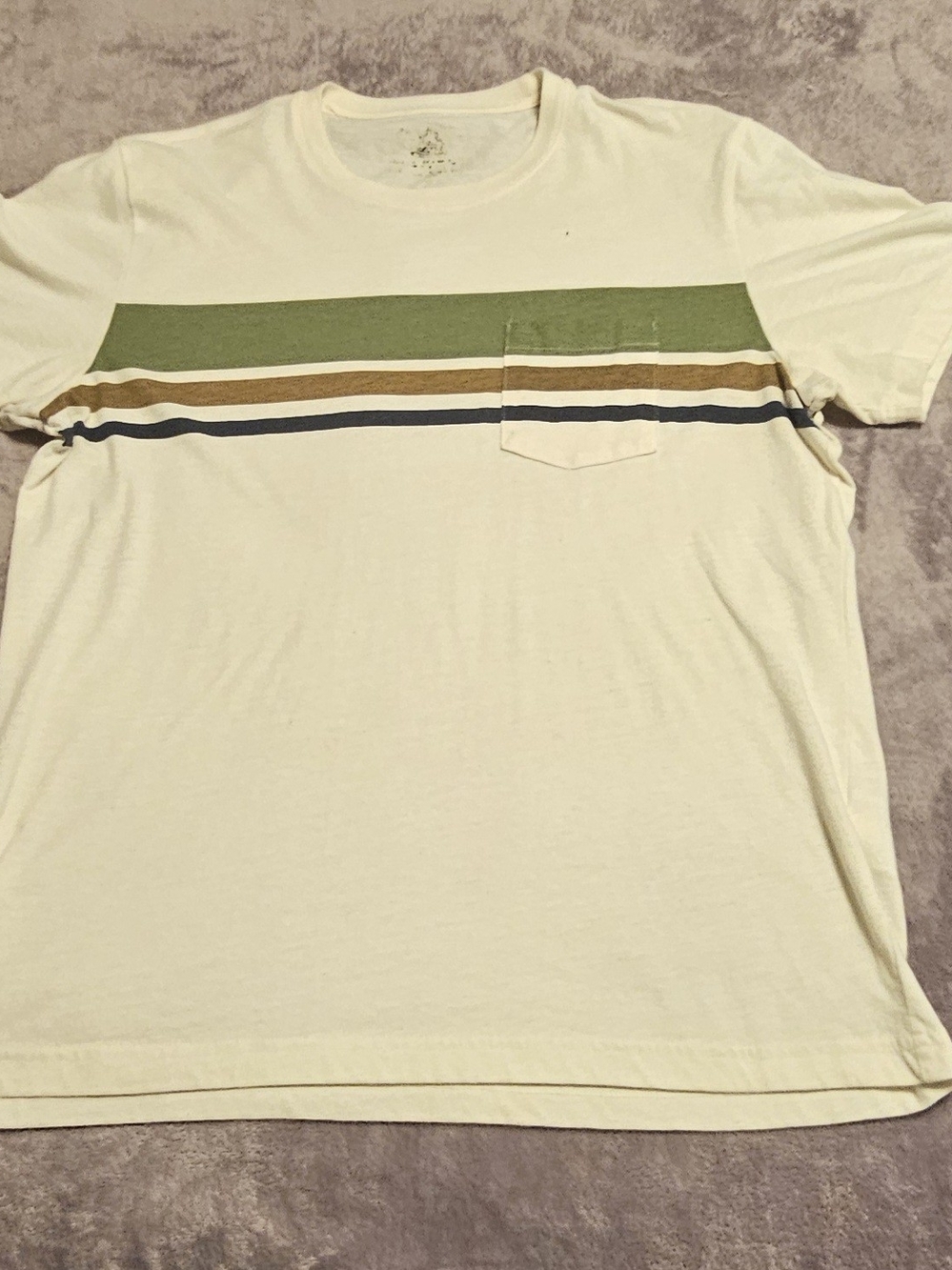 Source Unknown Cream Short-Sleeve Stripe Pocket Tee